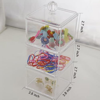 LOHRYVIO 3-Stack Clear Acrylic Hair Accessories Organizer – Stackable Storage Containers with Lids for Hair Ties, Clips, and Bows Avelisse