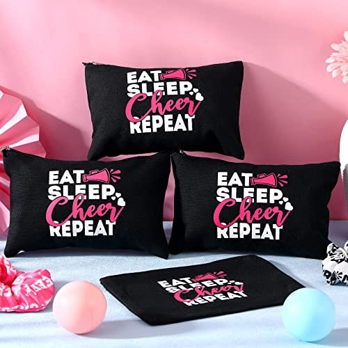 Reginary 12 Pieces Cheer Makeup Bag Bulk - Canvas Travel Makeup Case for Cheerleaders, Black - görsel 8