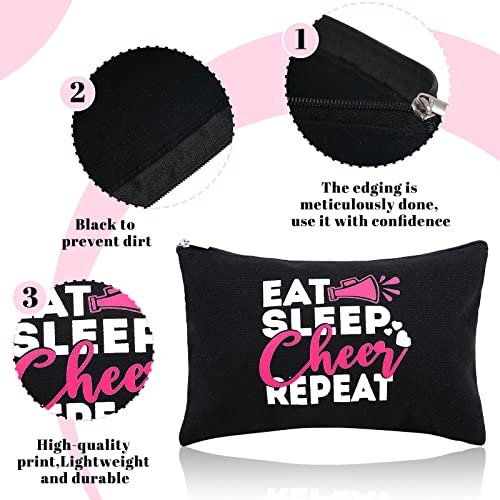 Reginary 12 Pieces Cheer Makeup Bag Bulk - Canvas Travel Makeup Case for Cheerleaders, Black - görsel 6
