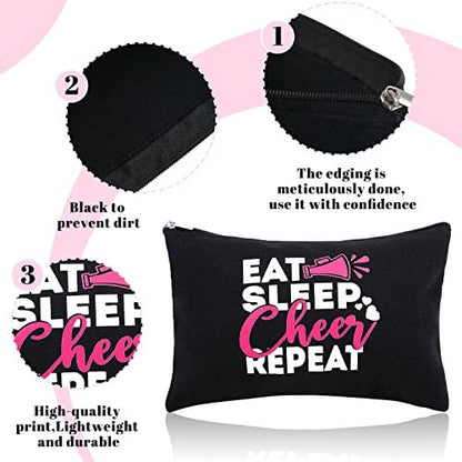 Reginary 12 Pieces Cheer Makeup Bag Bulk - Canvas Travel Makeup Case for Cheerleaders, Black