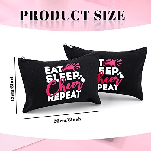 Reginary 12 Pieces Cheer Makeup Bag Bulk - Canvas Travel Makeup Case for Cheerleaders, Black - görsel 4