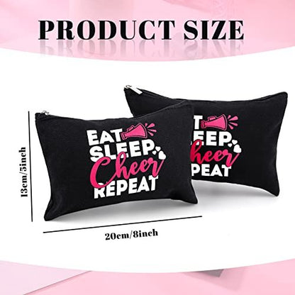 Reginary 12 Pieces Cheer Makeup Bag Bulk - Canvas Travel Makeup Case for Cheerleaders, Black
