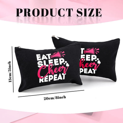 Reginary 12 Pieces Cheer Makeup Bag Bulk - Canvas Travel Makeup Case for Cheerleaders, Black