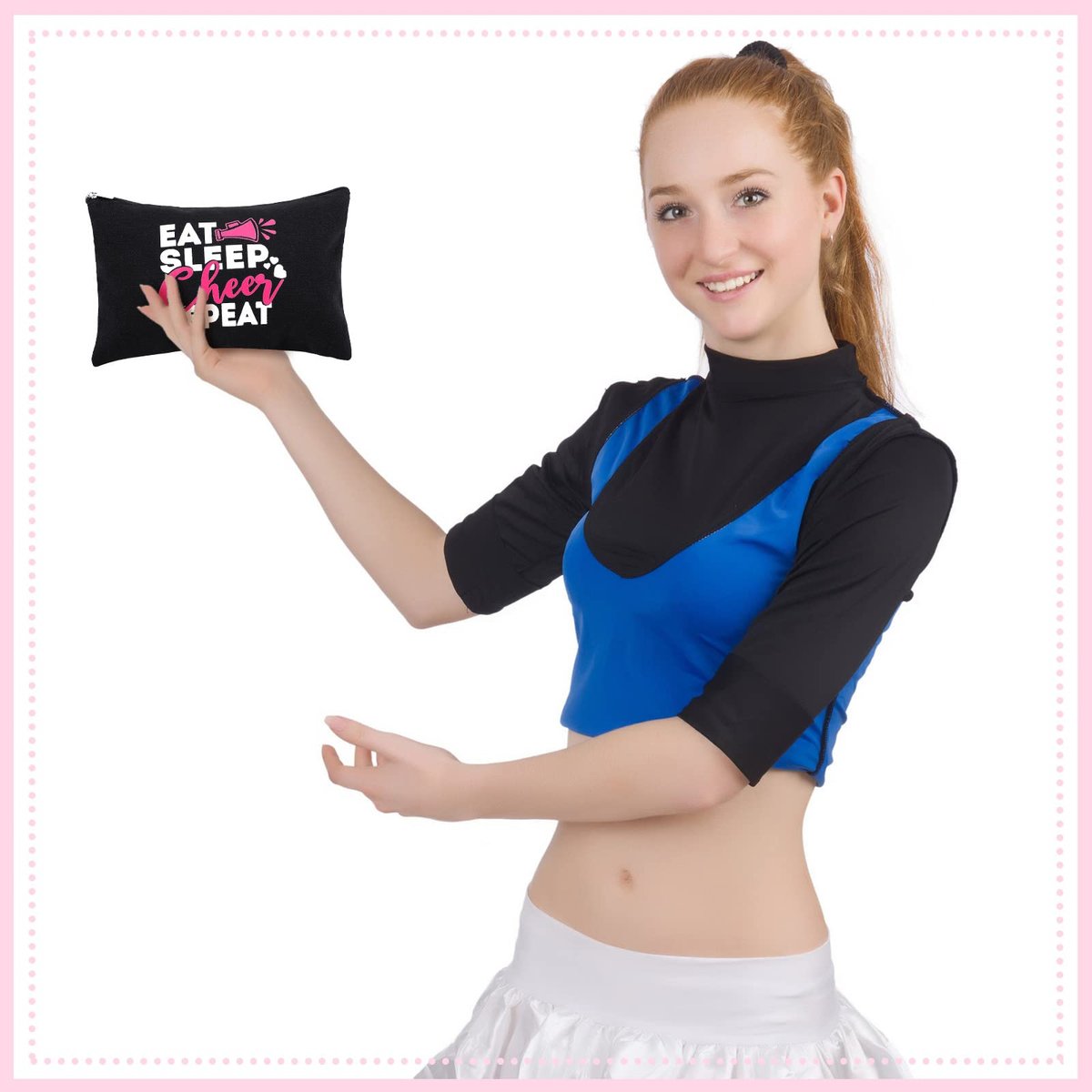 Reginary 12 Pieces Cheer Makeup Bag Bulk - Canvas Travel Makeup Case for Cheerleaders, Black - görsel 11