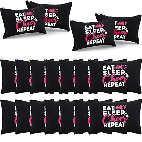 Reginary 12 Pieces Cheer Makeup Bag Bulk - Canvas Travel Makeup Case for Cheerleaders, Black - görsel 2