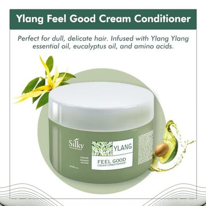 SILKY Technobasic Ylang Rinse Out Cream Conditioner - Deep Conditioner for Dry Damaged Hair, Infused with Essential Oil for Moisture and Health, Sulphate and Paraben Free, 250ml