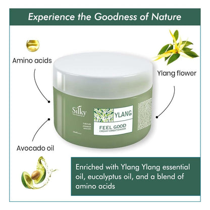 SILKY Technobasic Ylang Rinse Out Cream Conditioner - Deep Conditioner for Dry Damaged Hair, Infused with Essential Oil for Moisture and Health, Sulphate and Paraben Free, 250ml