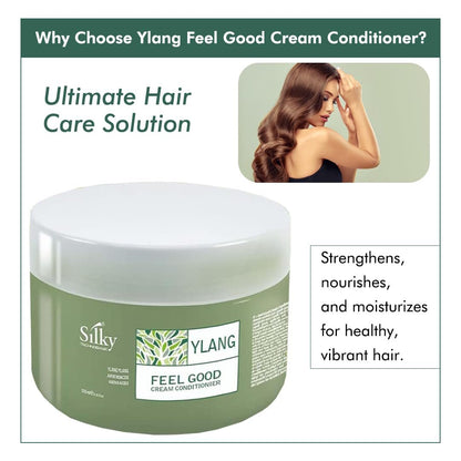 SILKY Technobasic Ylang Rinse Out Cream Conditioner - Deep Conditioner for Dry Damaged Hair, Infused with Essential Oil for Moisture and Health, Sulphate and Paraben Free, 250ml