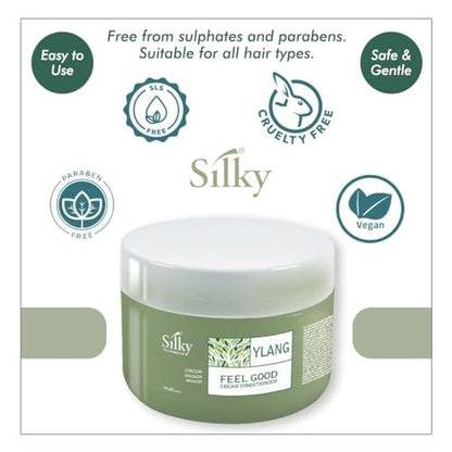 SILKY Technobasic Ylang Rinse Out Cream Conditioner - Deep Conditioner for Dry Damaged Hair, Infused with Essential Oil for Moisture and Health, Sulphate and Paraben Free, 250ml