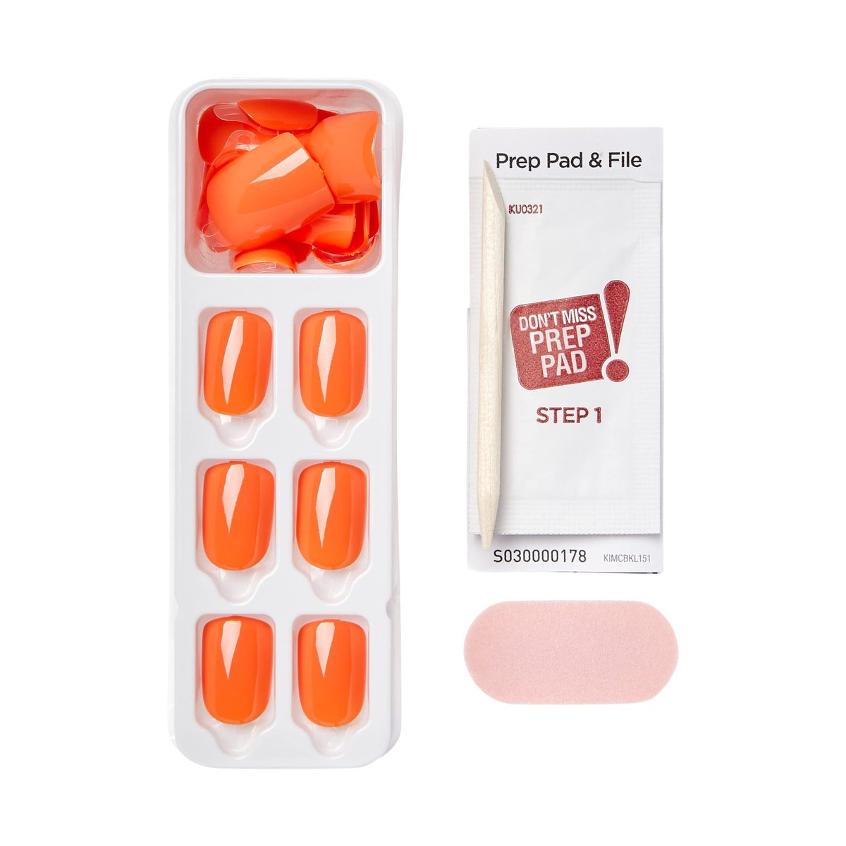 imPRESS Color Press On Nails - Sweet Mango, Solid Orange, Short Squoval, 30 Fake Nails with Super Hold Adhesive - görsel 7