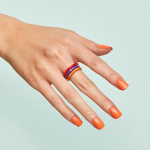 imPRESS Color Press On Nails - Sweet Mango, Solid Orange, Short Squoval, 30 Fake Nails with Super Hold Adhesive - görsel 4