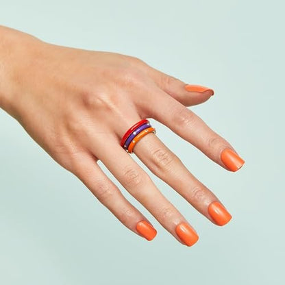imPRESS Color Press On Nails - Sweet Mango, Solid Orange, Short Squoval, 30 Fake Nails with Super Hold Adhesive