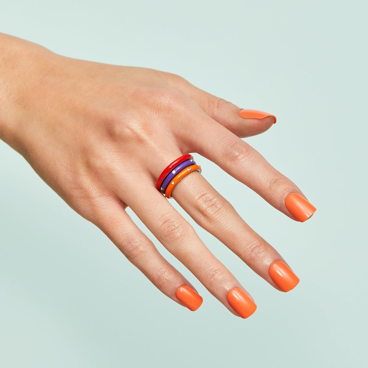 imPRESS Color Press On Nails - Sweet Mango, Solid Orange, Short Squoval, 30 Fake Nails with Super Hold Adhesive - görsel 3