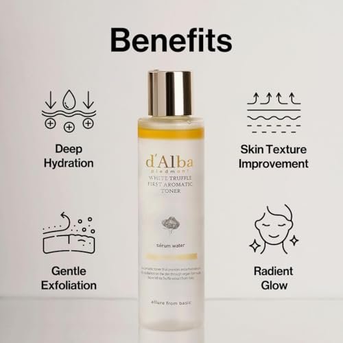 d'Alba Italian White Truffle First Aromatic Toner - Vegan Hydrating Toner with White Truffles, Weakly Acidic, Surfactant Free (5.24 fl oz) Avelisse
