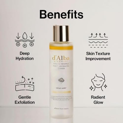 d'Alba Italian White Truffle First Aromatic Toner - Vegan Hydrating Toner with White Truffles, Weakly Acidic, Surfactant Free (5.24 fl oz) Avelisse