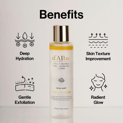 d'Alba Italian White Truffle First Aromatic Toner - Vegan Hydrating Toner with White Truffles, Weakly Acidic, Surfactant Free (5.24 fl oz) Avelisse