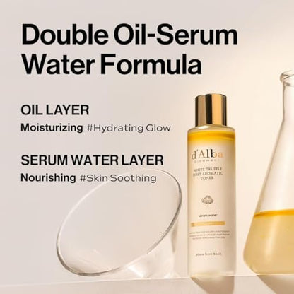 d'Alba Italian White Truffle First Aromatic Toner - Vegan Hydrating Toner with White Truffles, Weakly Acidic, Surfactant Free (5.24 fl oz) Avelisse
