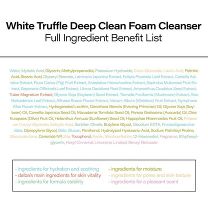 d'alba Piedmont Italian White Truffle Deep Foam Cleanser – Vegan, Hypoallergenic Gentle Foaming Face Wash for All Skin Types Avelisse