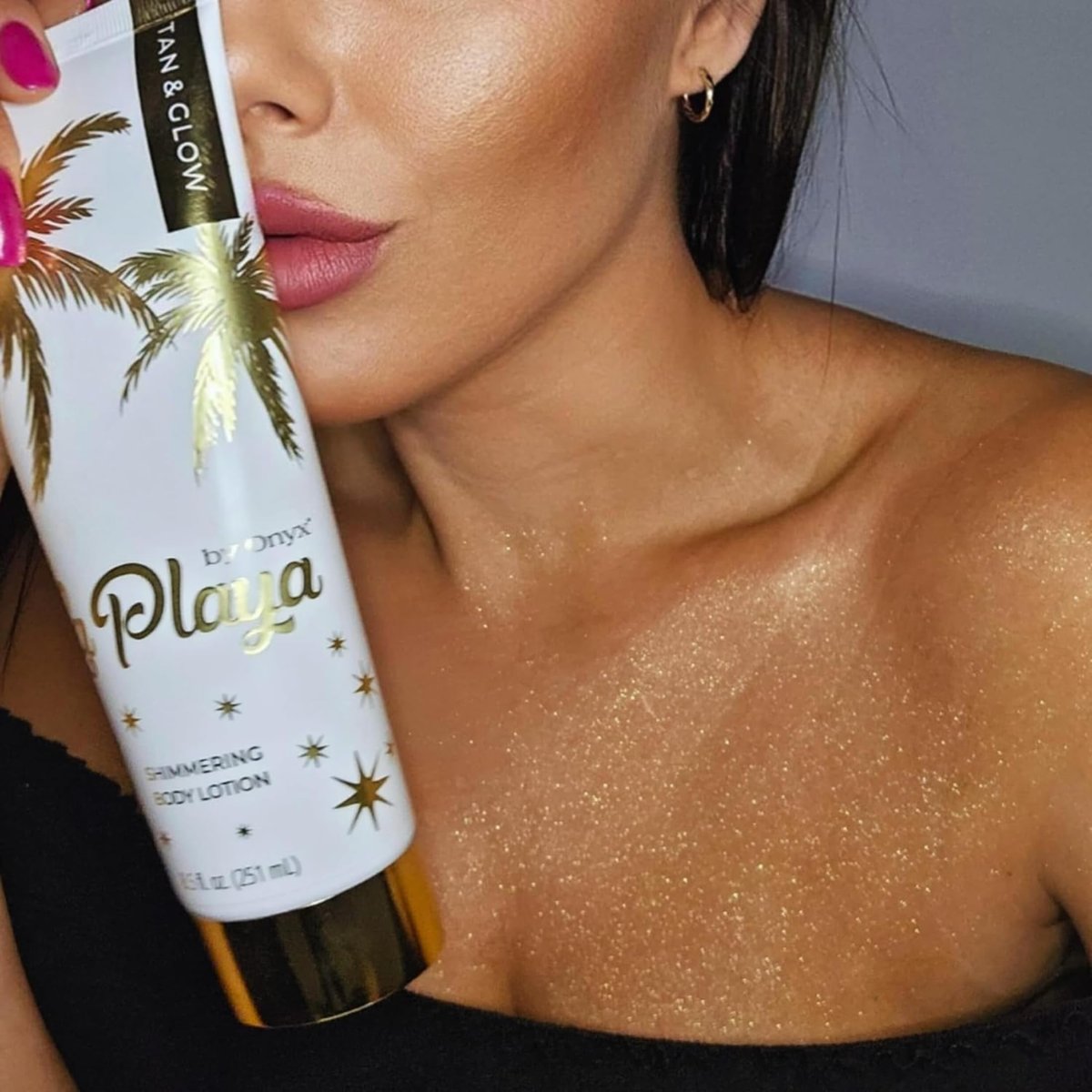Onyx La Playa Tan & Glow Body Shimmer - Tan Extender & Illuminating Moisturizer - Anti-Streak After Tanning Lotion & Body Highlighter with Anti-Cellulite & Moisturizing Effect, Paraben Free, 8.5 fl oz Avelisse