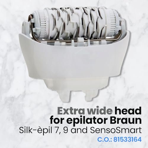 Extra Wide Replacement Epilator Head 81533164 Compatible with Braun Silk-épil 7, Silk-épil 9 & Xpressive - White by Anakel Home Avelisse