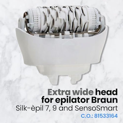 Extra Wide Replacement Epilator Head 81533164 Compatible with Braun Silk-épil 7, Silk-épil 9 & Xpressive - White by Anakel Home Avelisse