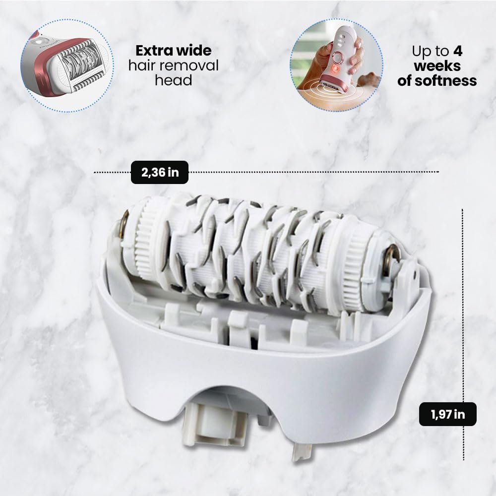 Extra Wide Replacement Epilator Head 81533164 Compatible with Braun Silk-épil 7, Silk-épil 9 & Xpressive - White by Anakel Home Avelisse