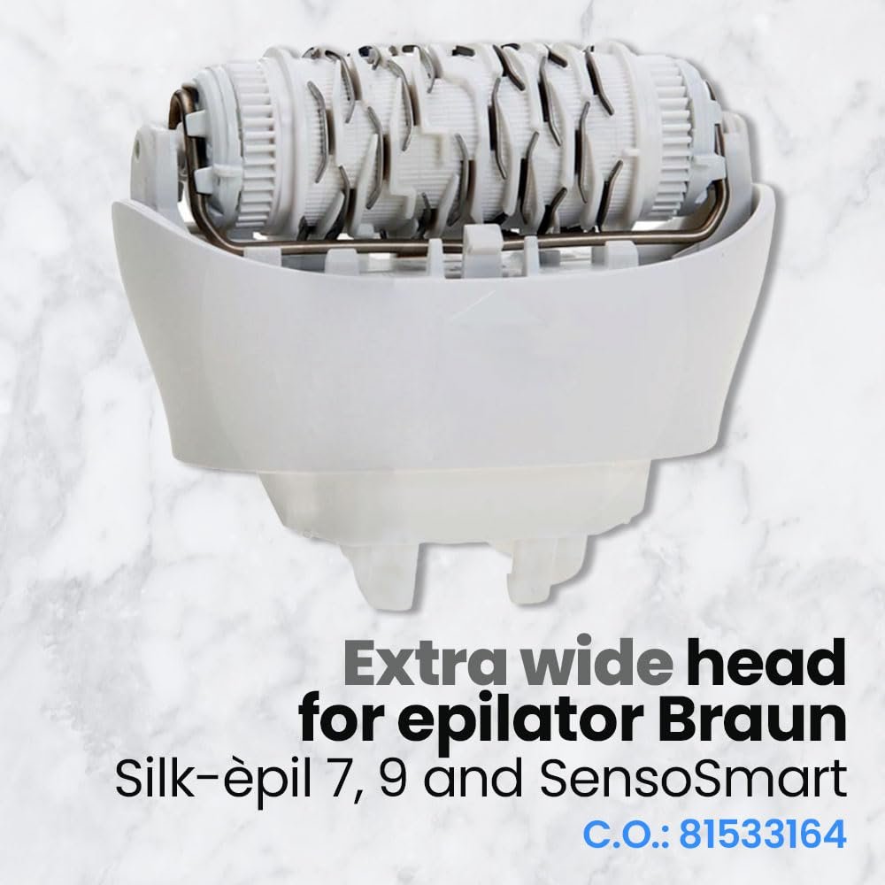 Extra Wide Replacement Epilator Head 81533164 Compatible with Braun Silk-épil 7, Silk-épil 9 & Xpressive - White by Anakel Home Avelisse