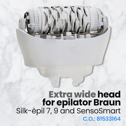 Extra Wide Replacement Epilator Head 81533164 Compatible with Braun Silk-épil 7, Silk-épil 9 & Xpressive - White by Anakel Home Avelisse