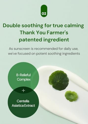 THANKYOU FARMER Sun Project Relief Sun Cream SPF50+ PA++++ - Centella Asiatica Soothing Sunscreen, Reef Safe, 50ml Avelisse