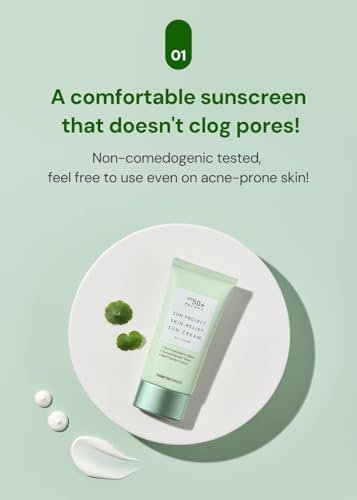 THANKYOU FARMER Sun Project Relief Sun Cream SPF50+ PA++++ - Centella Asiatica Soothing Sunscreen, Reef Safe, 50ml Avelisse