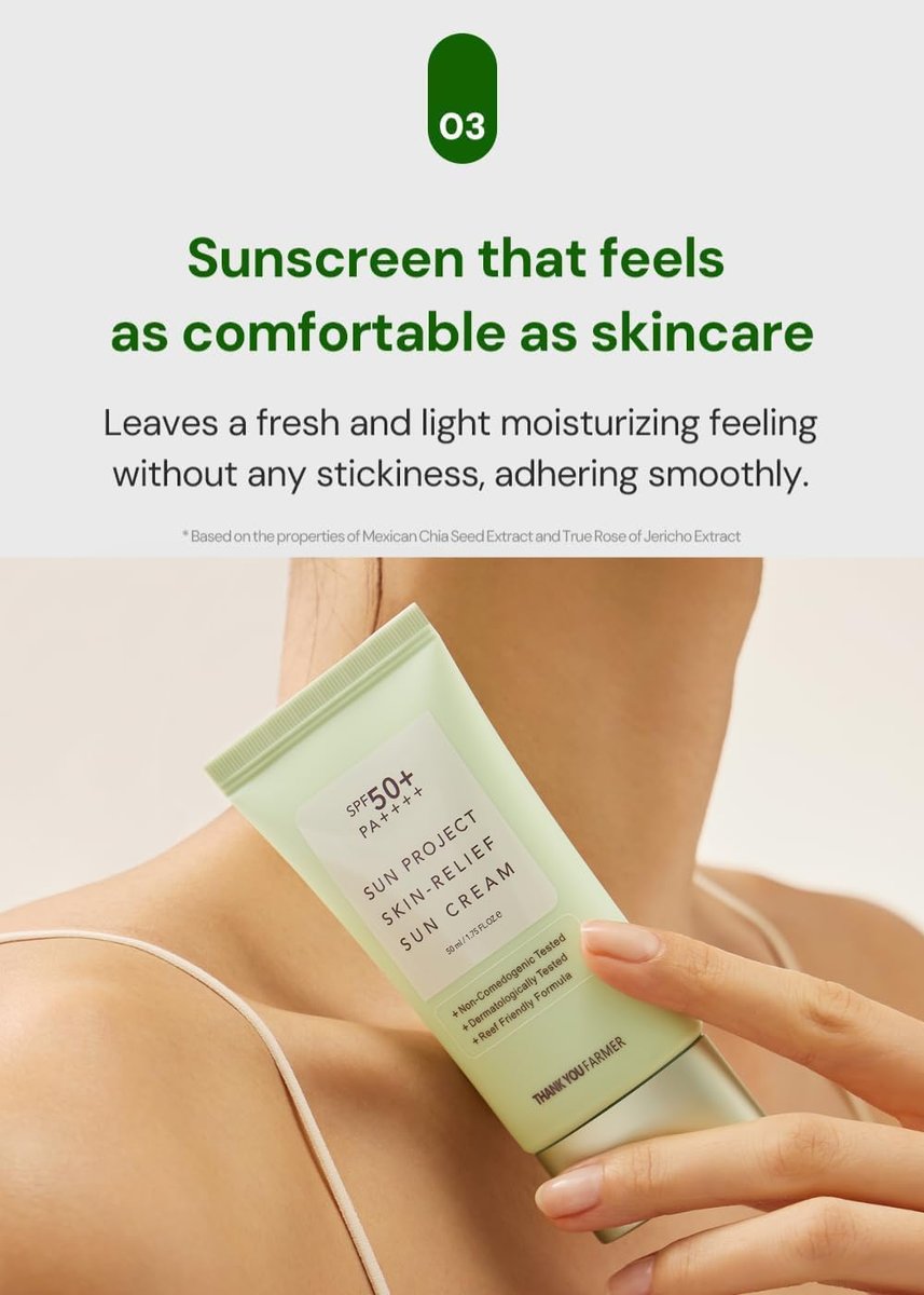 THANKYOU FARMER Sun Project Relief Sun Cream SPF50+ PA++++ - Centella Asiatica Soothing Sunscreen, Reef Safe, 50ml Avelisse