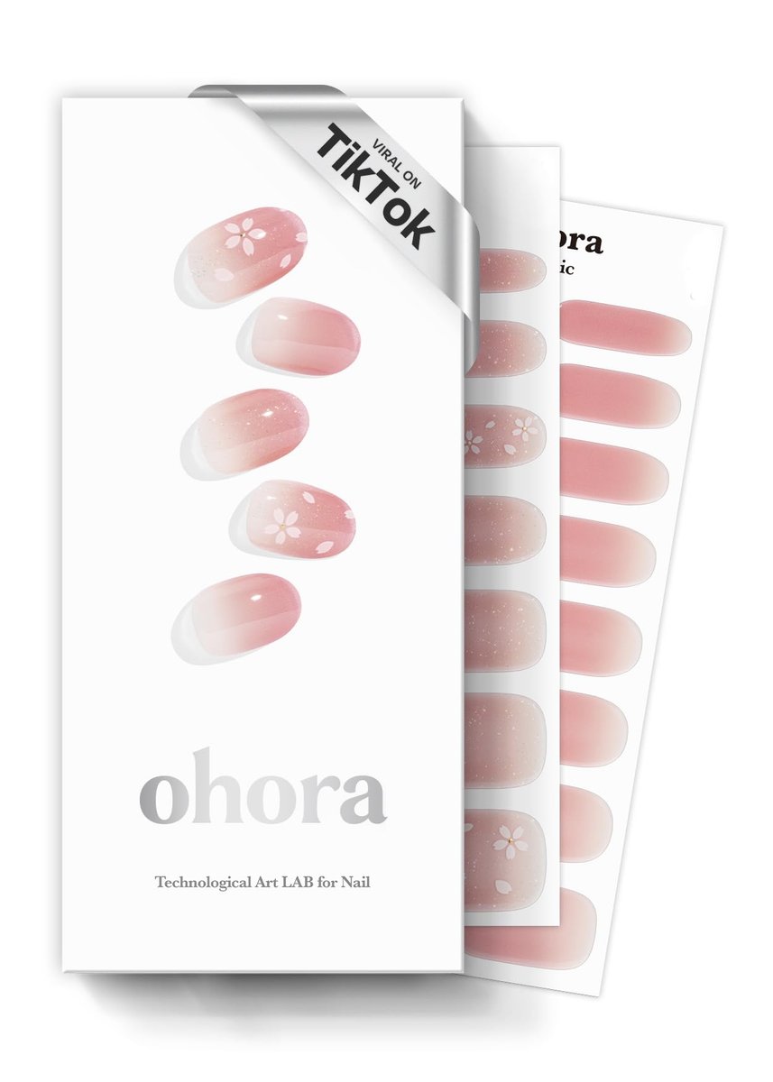 ohora Semi Cured Gel Nail Strips N Blossom – Nude Ombre, UV/LED Lamp Cured, Salon-Quality Long-Lasting Nail Art Set (34 Pieces) - görsel 1