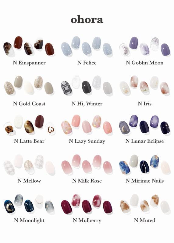ohora Semi Cured Gel Nail Strips - N Rose Diamond - Pink Patterned Nail Art Stickers - Salon-Quality UV Gel Manicure, Long Lasting, Easy to Apply & Remove, 34 Piece Set Avelisse