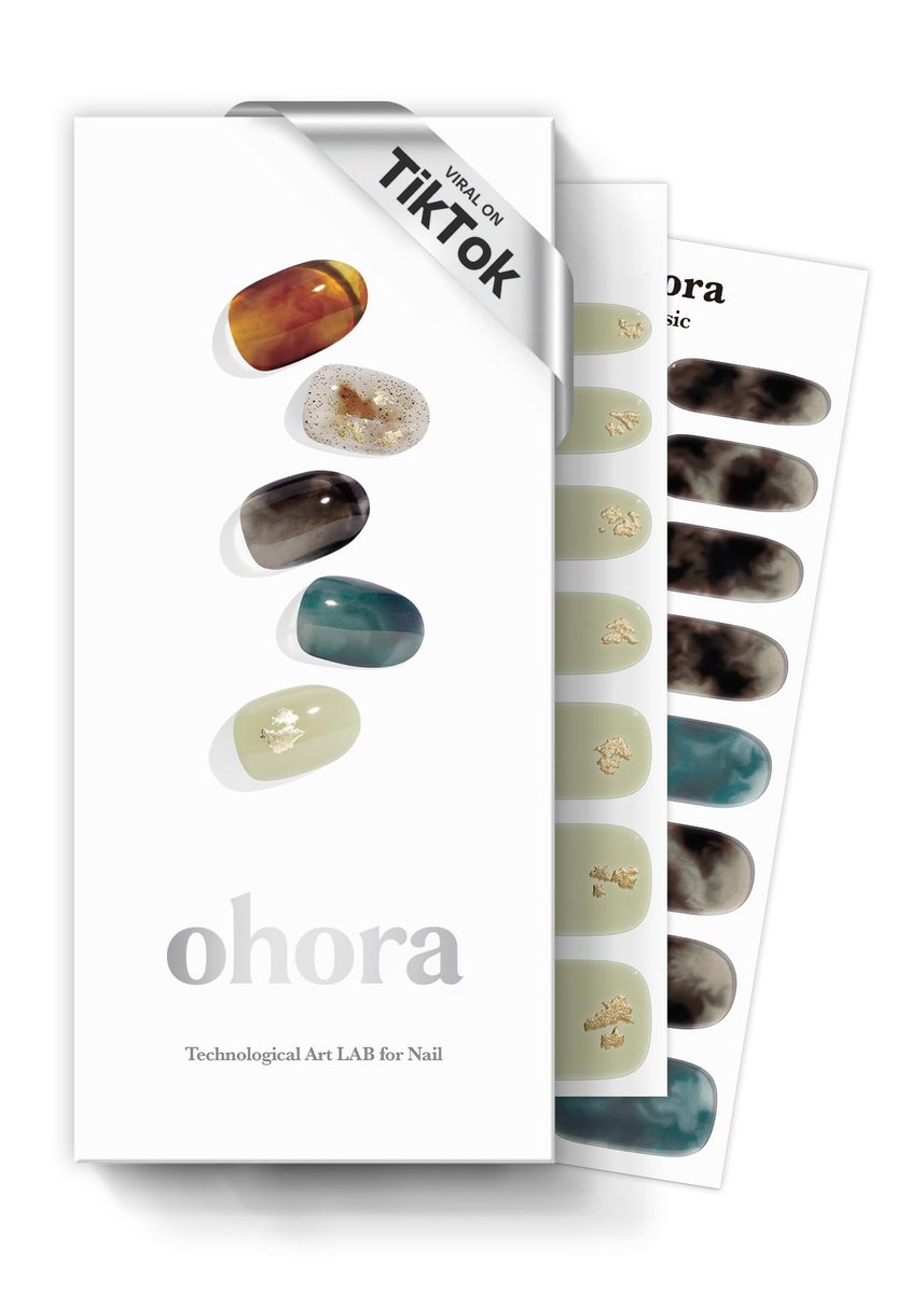 ohora Semi Cured Gel Nail Strips N Dreaming - Dark Patterned, UV/LED Compatible, Salon-Quality Long-Lasting Nails Avelisse