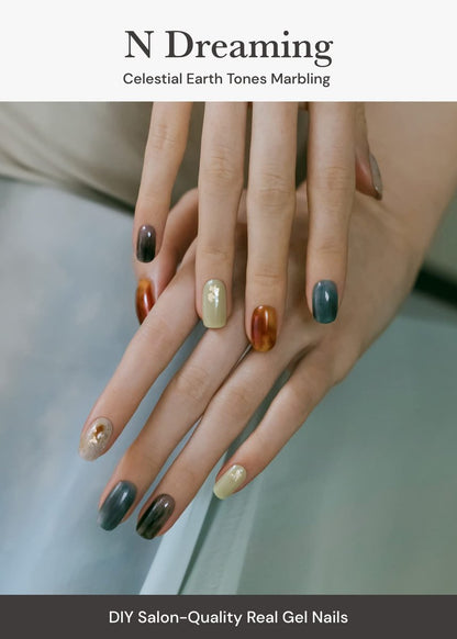ohora Semi Cured Gel Nail Strips N Dreaming - Dark Patterned, UV/LED Compatible, Salon-Quality Long-Lasting Nails Avelisse