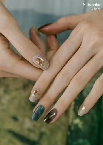ohora Semi Cured Gel Nail Strips N Dreaming - Dark Patterned, UV/LED Compatible, Salon-Quality Long-Lasting Nails Avelisse