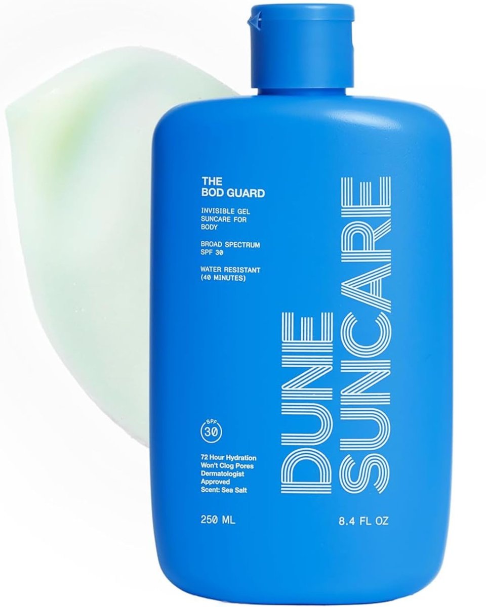 DUNE SUNCARE The Bod Guard - Award-Winning Clear Invisible Gel Body Sunscreen SPF 30, 8.4 Fl Oz Avelisse