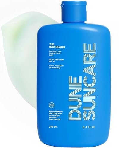 DUNE SUNCARE The Bod Guard - Award-Winning Clear Invisible Gel Body Sunscreen SPF 30, 8.4 Fl Oz Avelisse