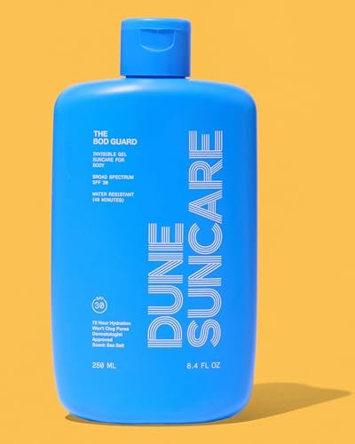 DUNE SUNCARE The Bod Guard - Award-Winning Clear Invisible Gel Body Sunscreen SPF 30, 8.4 Fl Oz Avelisse