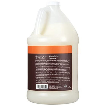 Ginger Lily Farms Botanicals Men's 3-in-1 Shampoo, Conditioner & Body Wash - 100% Vegan & Cruelty-Free, Energizing Scent, 1 Gallon (128 fl oz) Refill Avelisse
