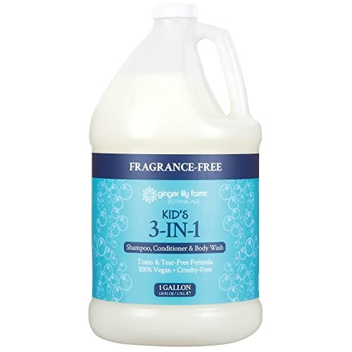 Ginger Lily Farms Botanicals Kid's 3-in-1 Shampoo, Conditioner & Body Wash, Tear-Free Formula, 100% Vegan & Cruelty-Free, Fragrance-Free, 1 Gallon (128 fl oz) Refill Avelisse