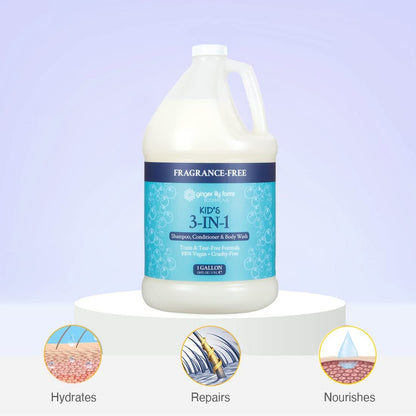 Ginger Lily Farms Botanicals Kid's 3-in-1 Shampoo, Conditioner & Body Wash, Tear-Free Formula, 100% Vegan & Cruelty-Free, Fragrance-Free, 1 Gallon (128 fl oz) Refill Avelisse