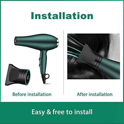 Universal Hair Dryer Concentrator Nozzle Attachment – 2 Pack, Fits Outer Diameter 4.2-4.6cm, Black Nylon Blower Nozzle for Salon-Style Blow Drying