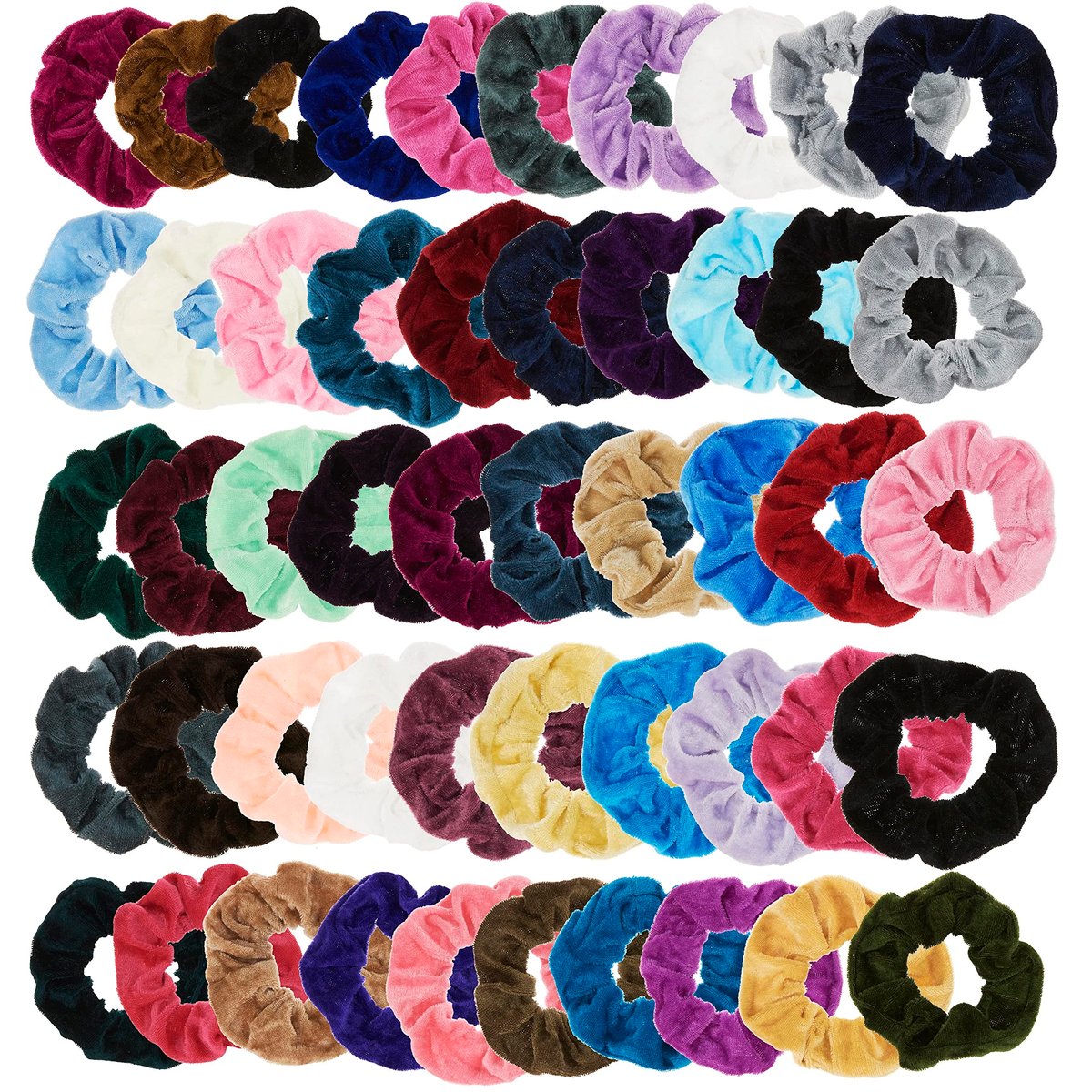 Expressions 50-Piece Scrunchies Set - Comfy, Colorful Hair Ties in Drawstring Bag - Damage-Free Elastics for Women & Girls - görsel 9
