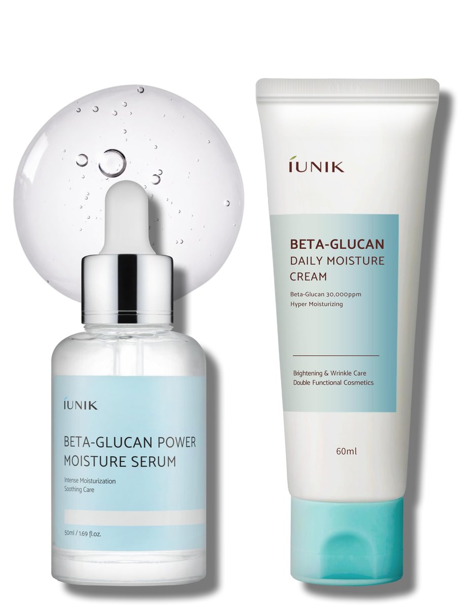 IUNIK Beta Glucan Daily Moisture Cream - 2-Piece Set, Deep Hydration & Skin Barrier Fortifying Moisturizer, Korean Skincare Avelisse