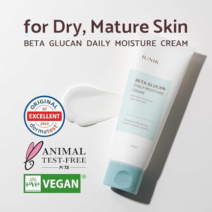 IUNIK Beta Glucan Daily Moisture Cream - 2-Piece Set, Deep Hydration & Skin Barrier Fortifying Moisturizer, Korean Skincare Avelisse