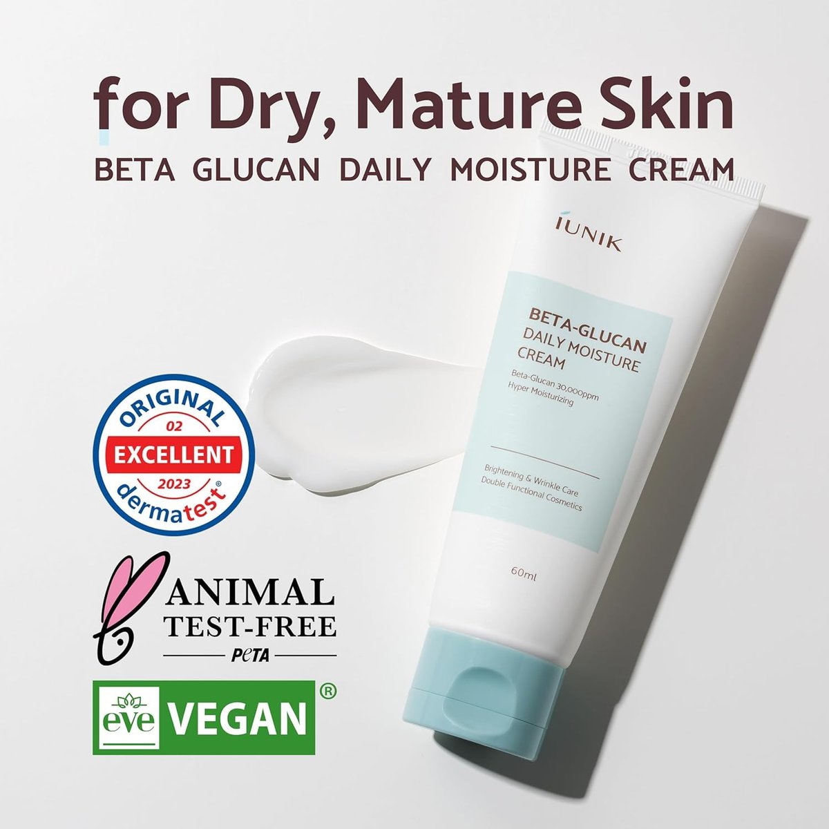 IUNIK Beta Glucan Daily Moisture Cream - 2-Piece Set, Deep Hydration & Skin Barrier Fortifying Moisturizer, Korean Skincare Avelisse