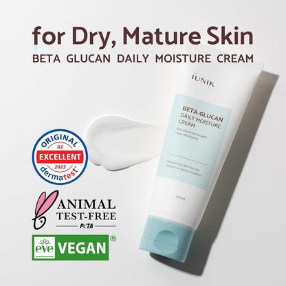 IUNIK Beta Glucan Daily Moisture Cream - 2-Piece Set, Deep Hydration & Skin Barrier Fortifying Moisturizer, Korean Skincare Avelisse