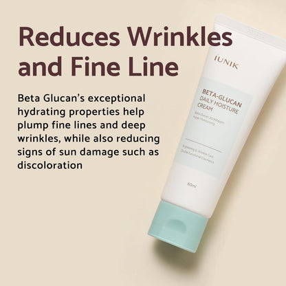 IUNIK Beta Glucan Daily Moisture Cream - 2-Piece Set, Deep Hydration & Skin Barrier Fortifying Moisturizer, Korean Skincare Avelisse