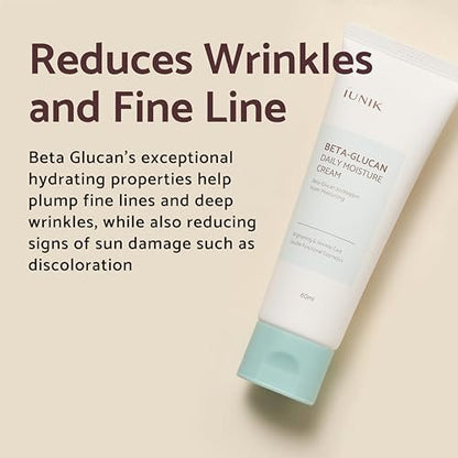 IUNIK Beta Glucan Daily Moisture Cream - 2-Piece Set, Deep Hydration & Skin Barrier Fortifying Moisturizer, Korean Skincare Avelisse